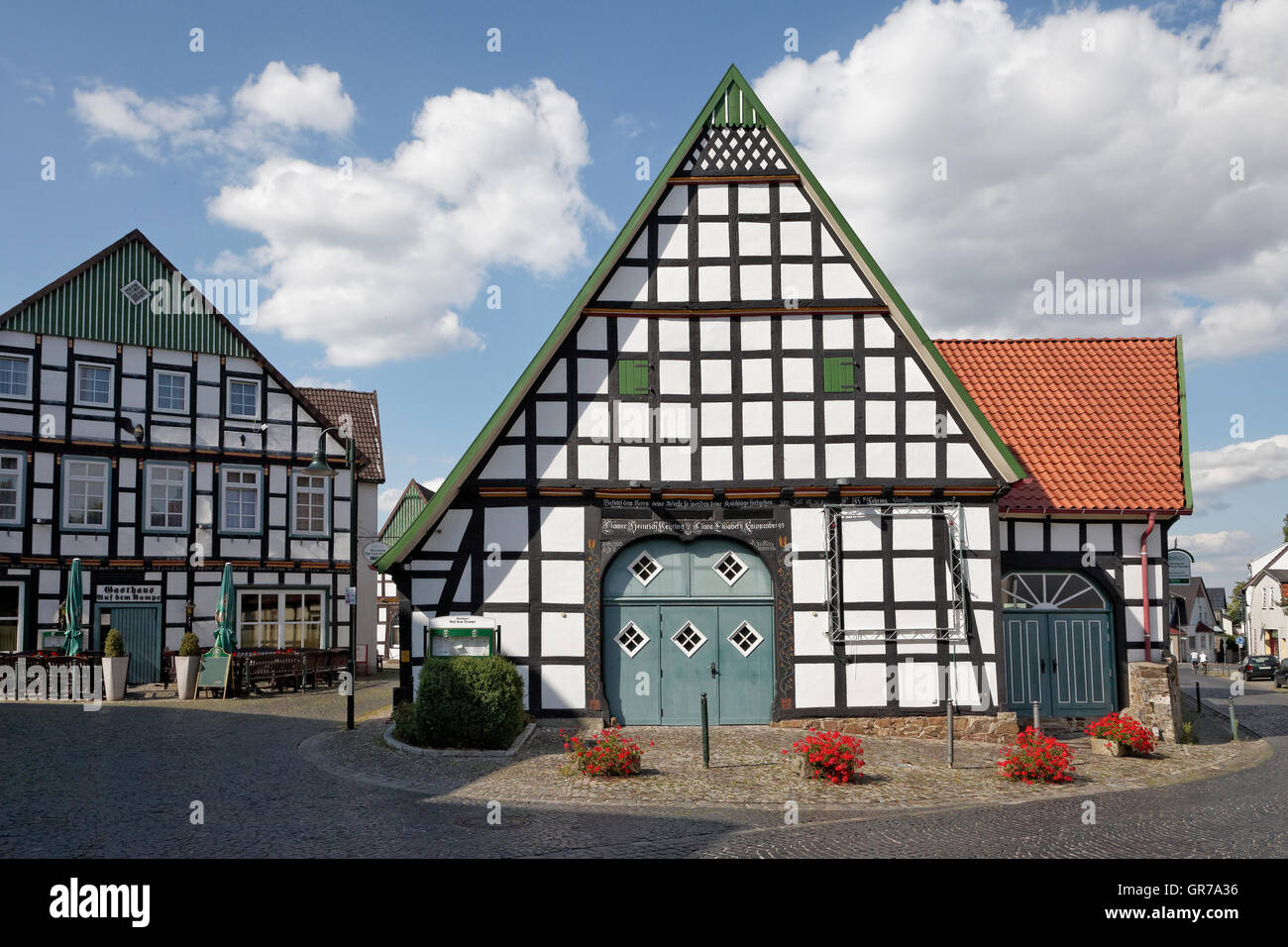 Bad Essen, Half-Timbered House, Osnabrueck paese, Bassa Sassonia, Germania Foto Stock