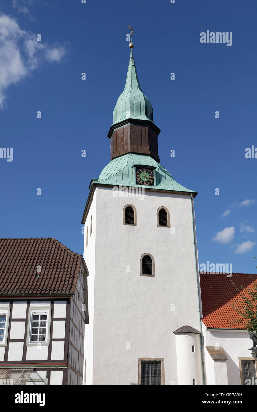 Torre di San Nikolai Chiesa In Bad Essen, Osnabrück paese, Germania Foto Stock