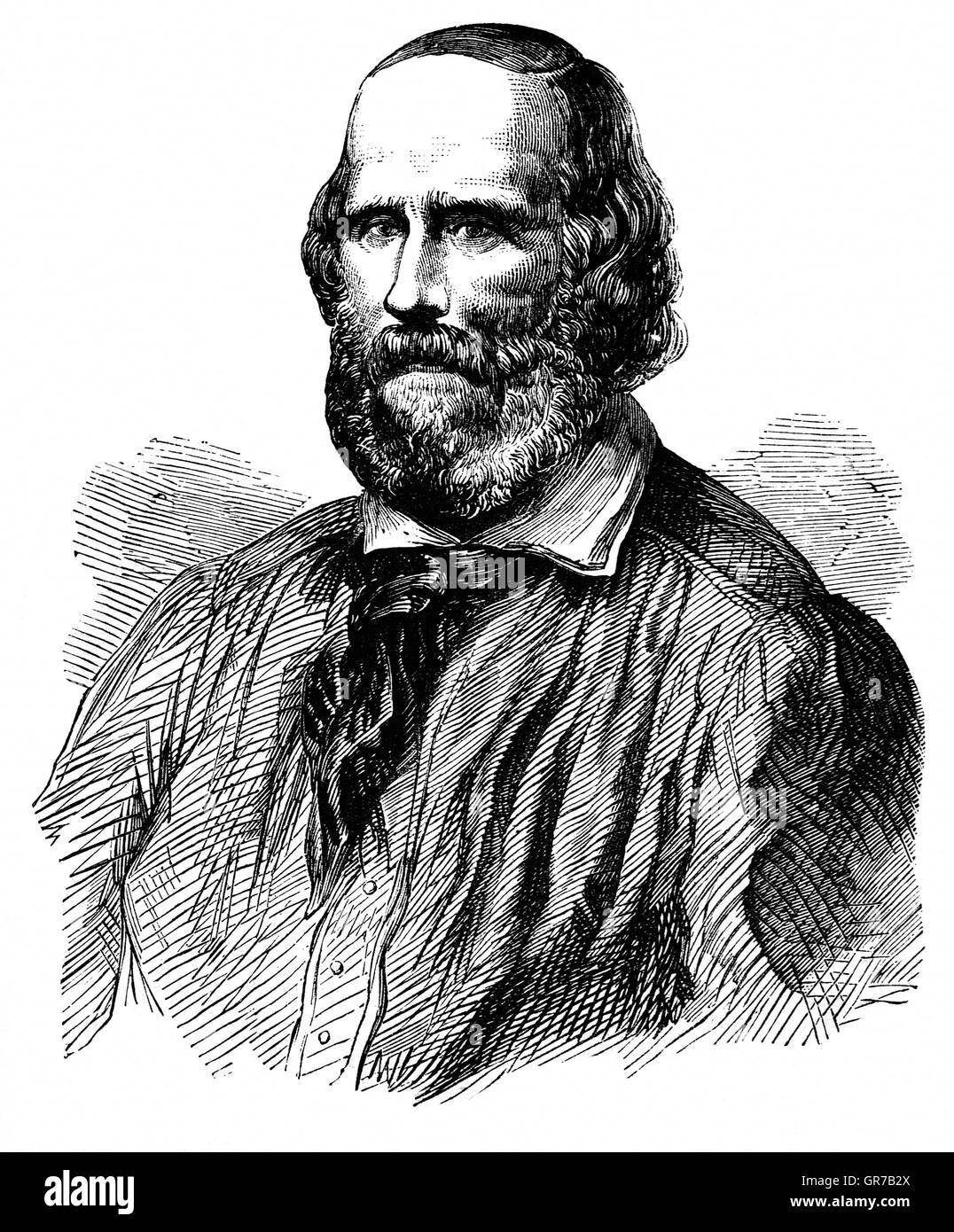 Giuseppe Garibaldi (1807 - 1882) è stato un generale italiano politico nazionalista e che ha giocato un grande ruolo nella storia d'Italia. Egli è considerato, con Camillo Cavour, Vittorio Emanuele II e Giuseppe Mazzini, come uno dell'Italia "padri della patria". Egli ha comandato e combattuto in molte campagne militari che ha portato infine alla formazione di un Italia unificata. Nominato generale dal governo provvisorio di Milano nel 1848, il Generale della Repubblica Romana nel 1849 dal ministro della guerra. Foto Stock