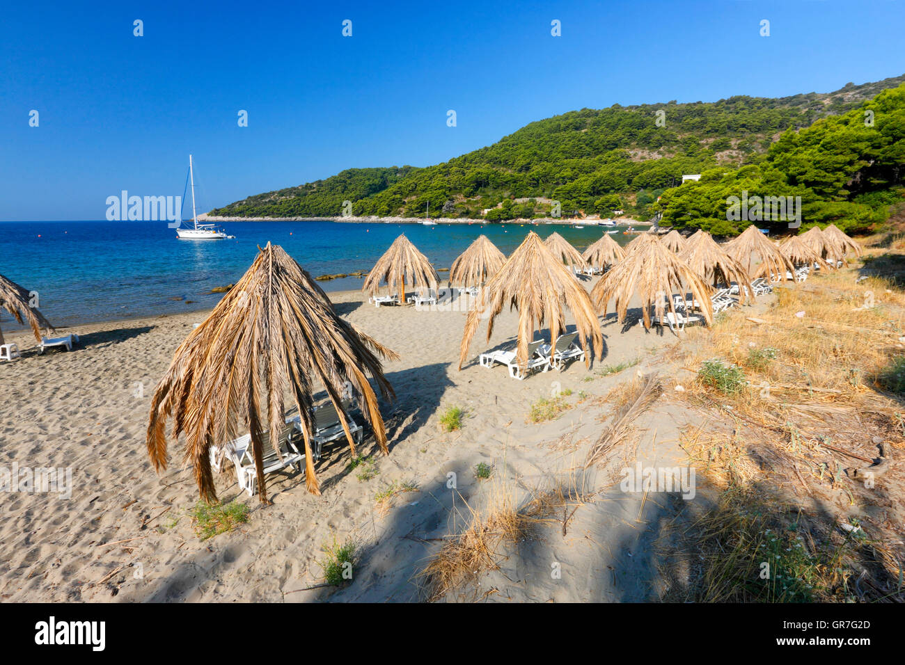 Spiaggia di sabbia in Saplunara sull isola di Mljet Foto Stock