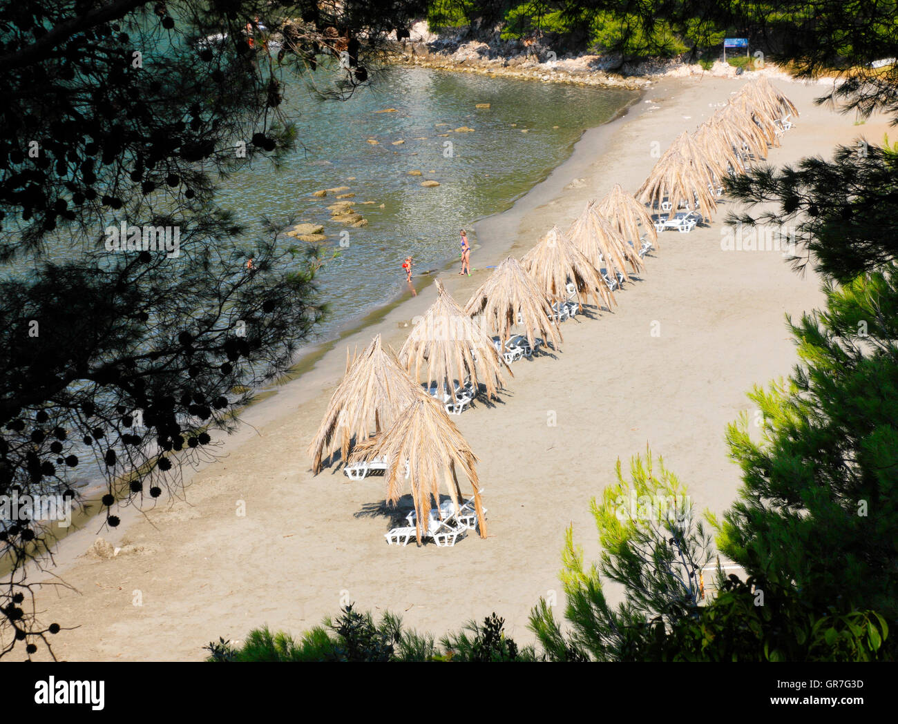 Spiaggia di sabbia in Saplunara sull isola di Mljet Foto Stock