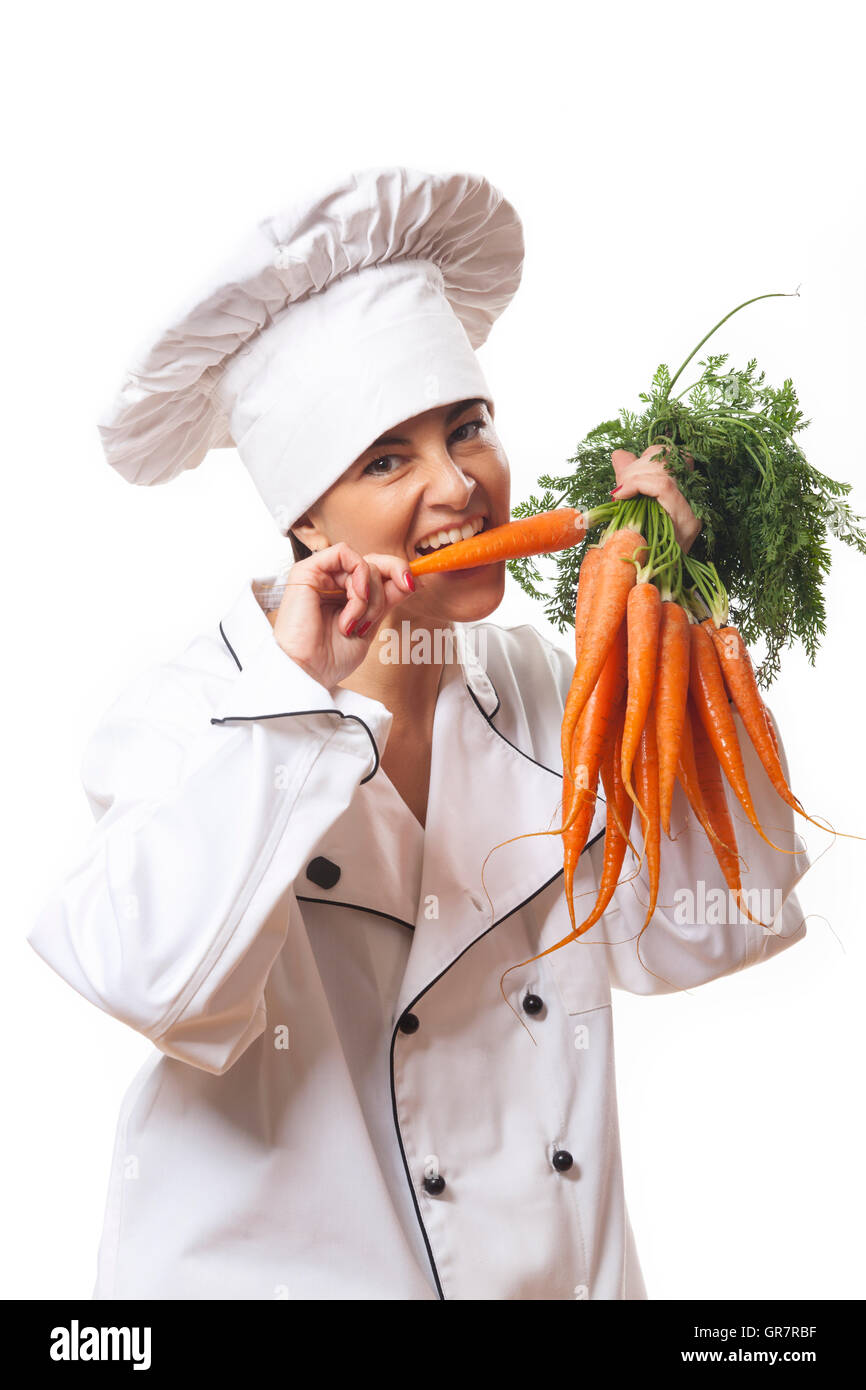 Chef con le carote Foto Stock