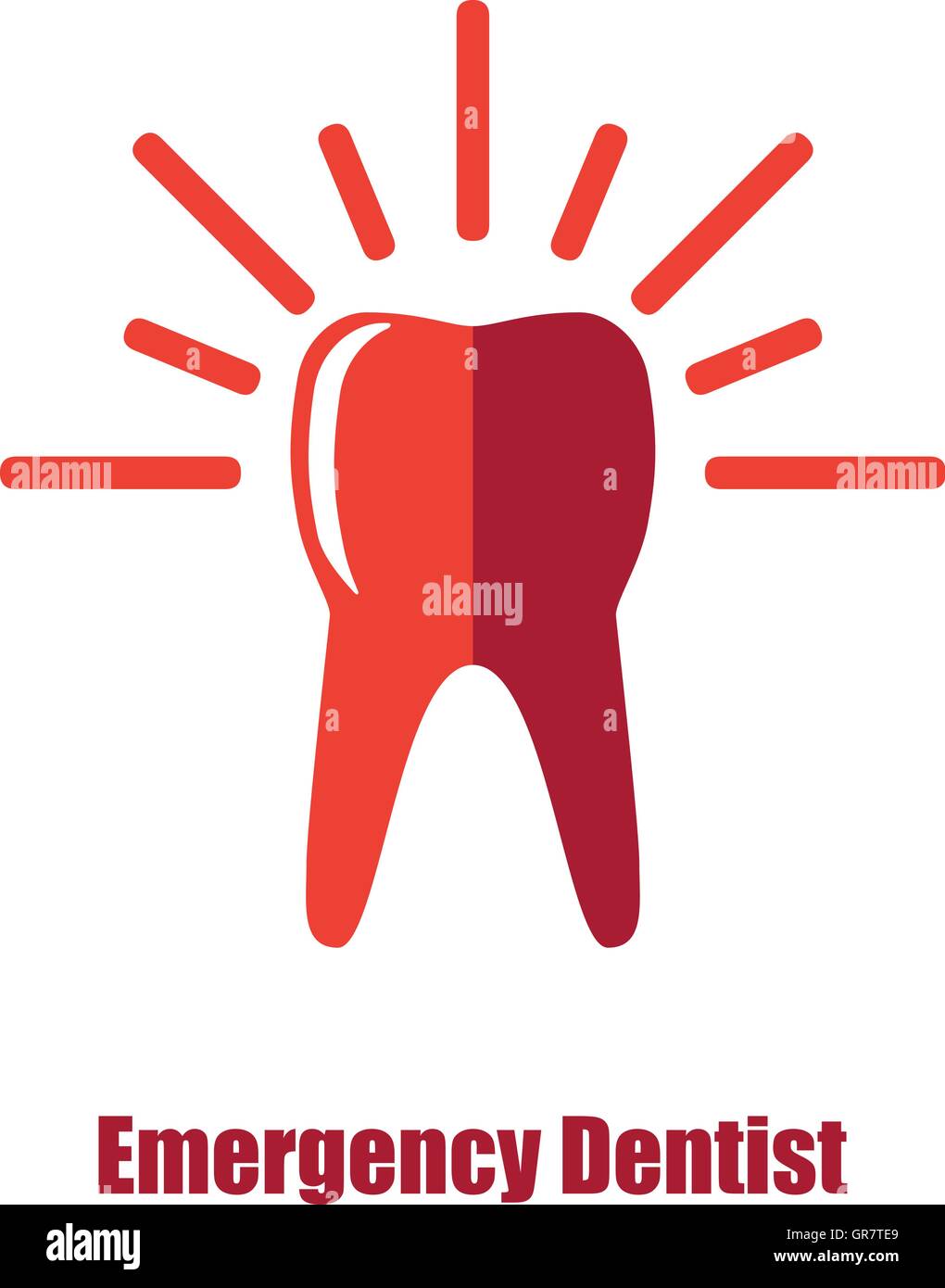 Emergenza dentista urgenti cure dentali concept Illustrazione Vettoriale