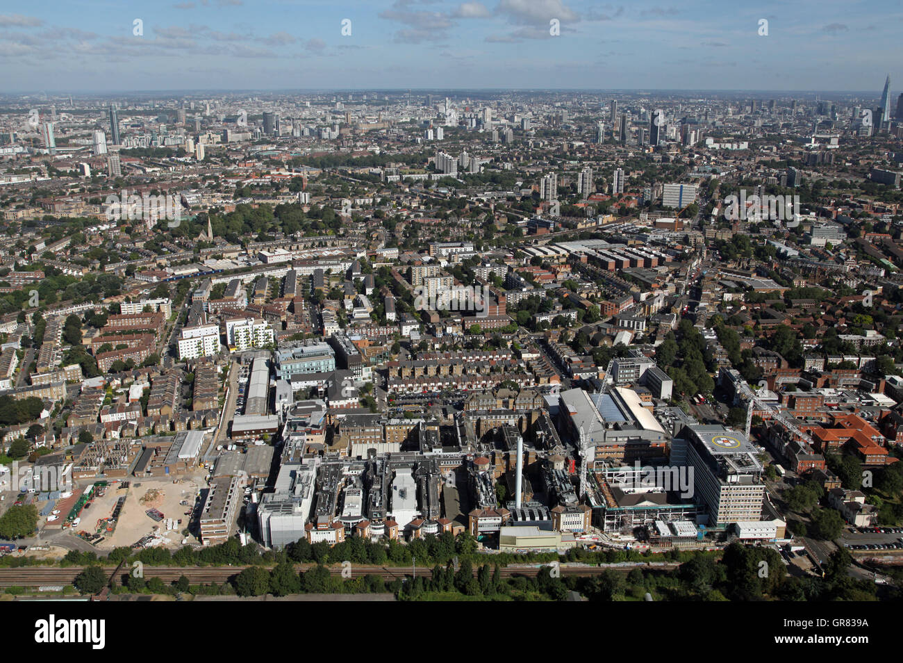 Vista aerea del Kings College Hospital KCH a Southwark, Londra Sud, Regno Unito Foto Stock