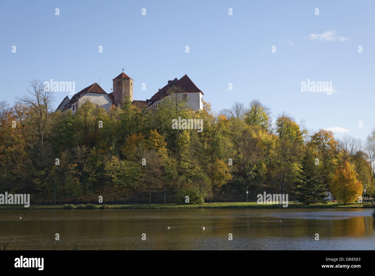 Bad Iburg castello in autunno, Osnabruecker Terra, Bassa Sassonia, Germania Foto Stock