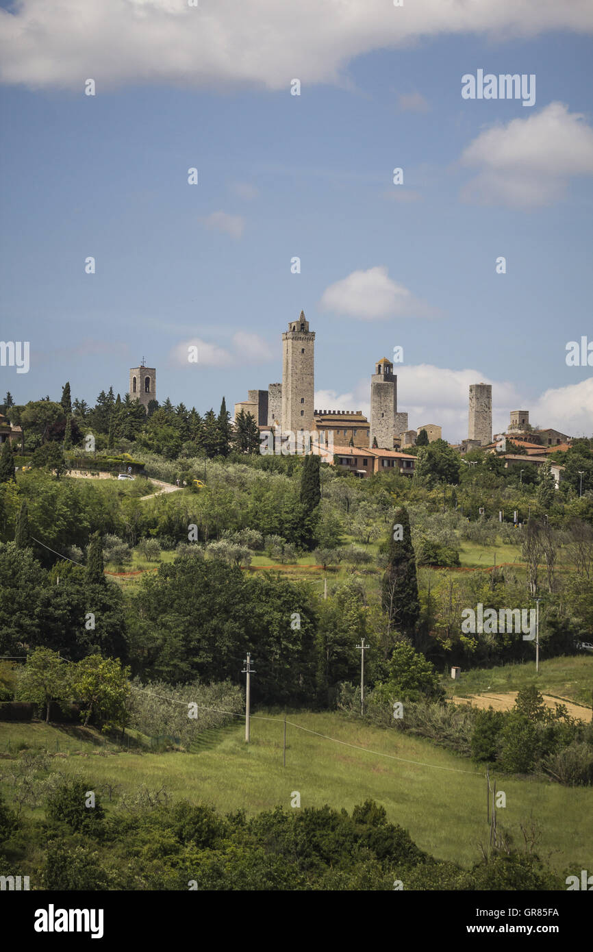 San Gimignano, città delle belle torri, Toscana, Italia Foto Stock