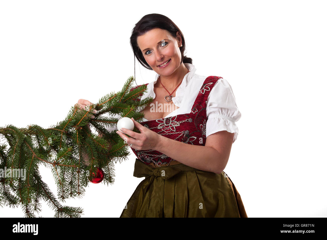 Donna bavarese a Natale Foto Stock