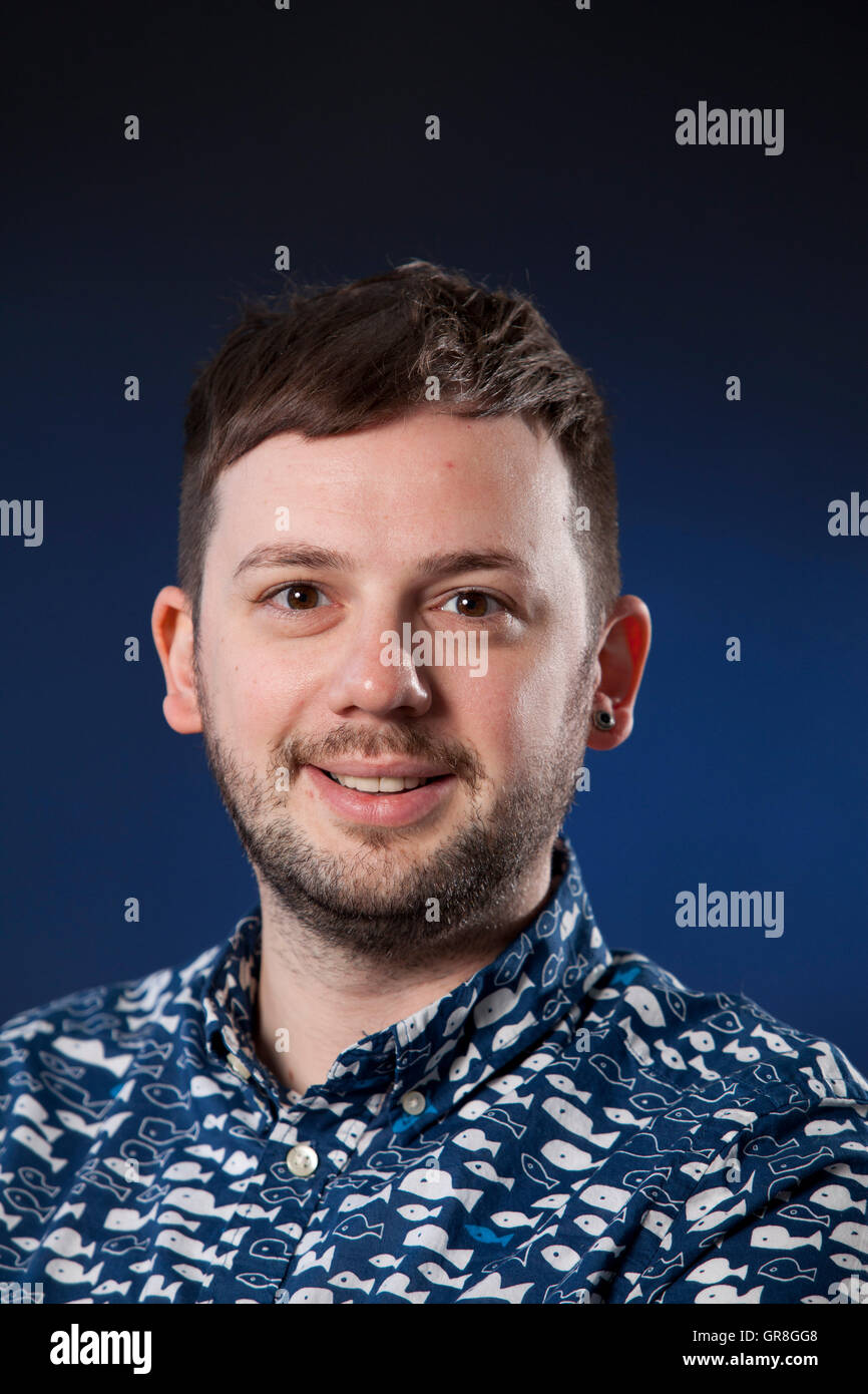 Alex T. Smith, il British autore e illustratore di libri per bambini, all'Edinburgh International Book Festival. Edimburgo, Scozia. 27 Agosto 2016 Foto Stock