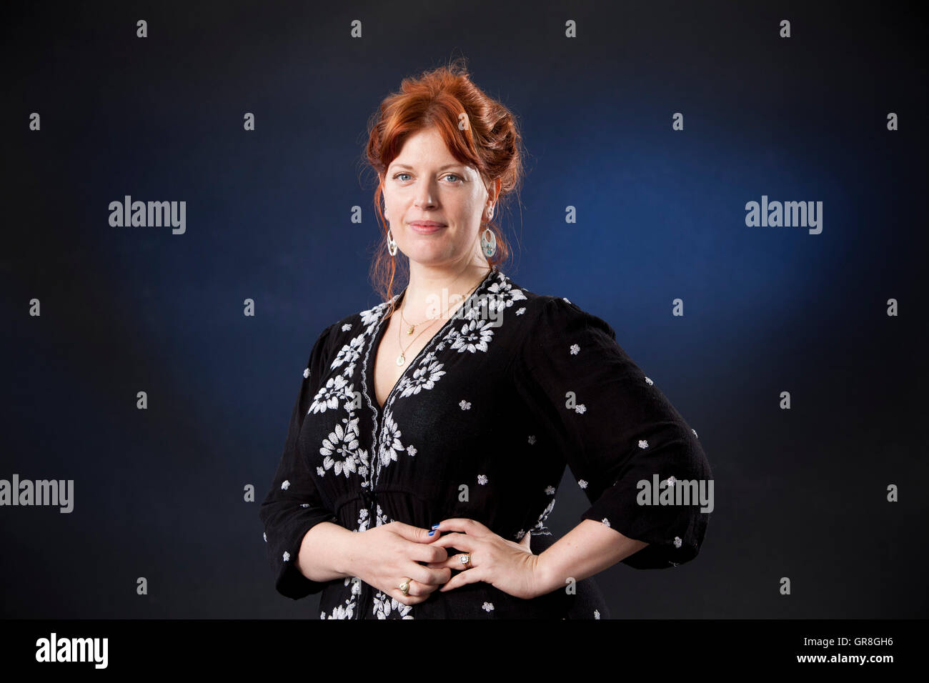 Sarah Perry, autore inglese, accademiche e giornalista, all'Edinburgh International Book Festival. Edimburgo, Scozia. 27 Agosto 2016 Foto Stock