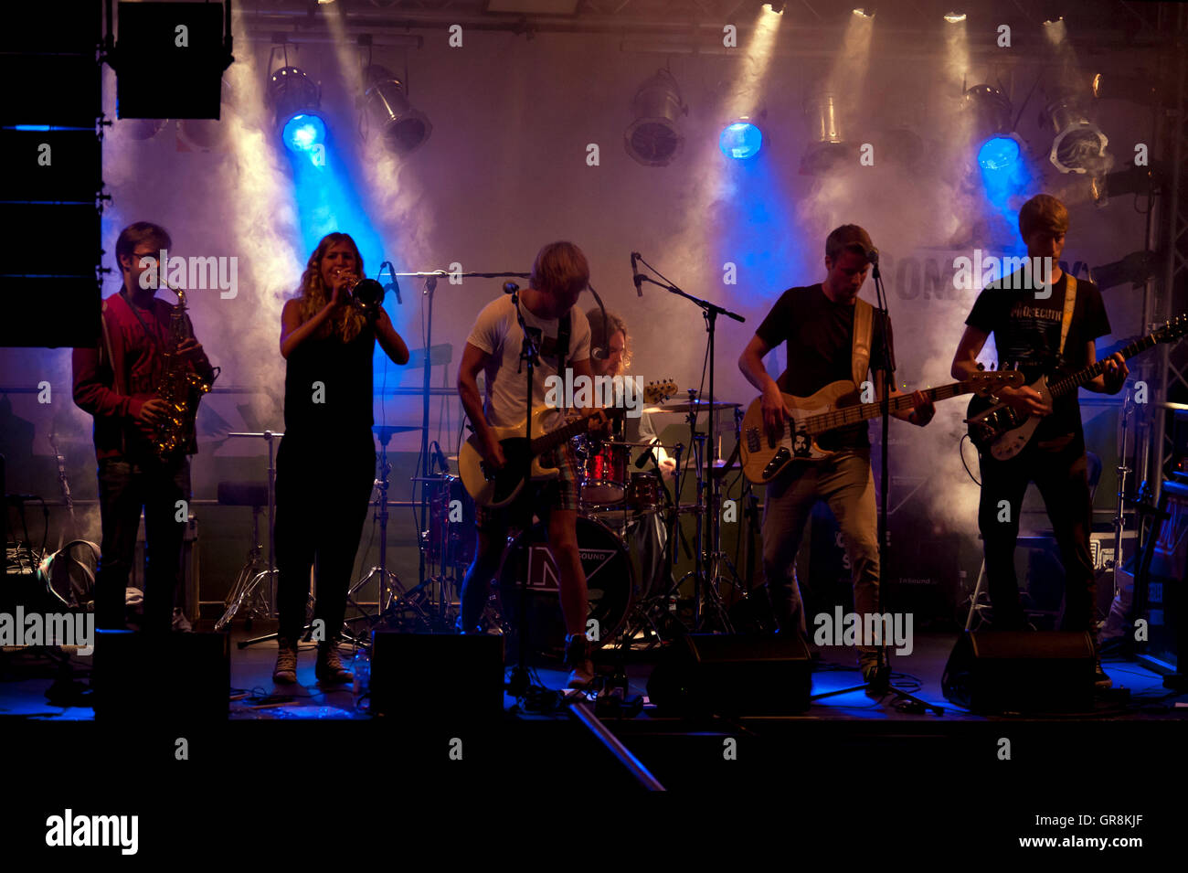 Bidello Live At Kieler Bootshafensommer in Kiel, Germania, 29 agosto 2015 Foto Stock