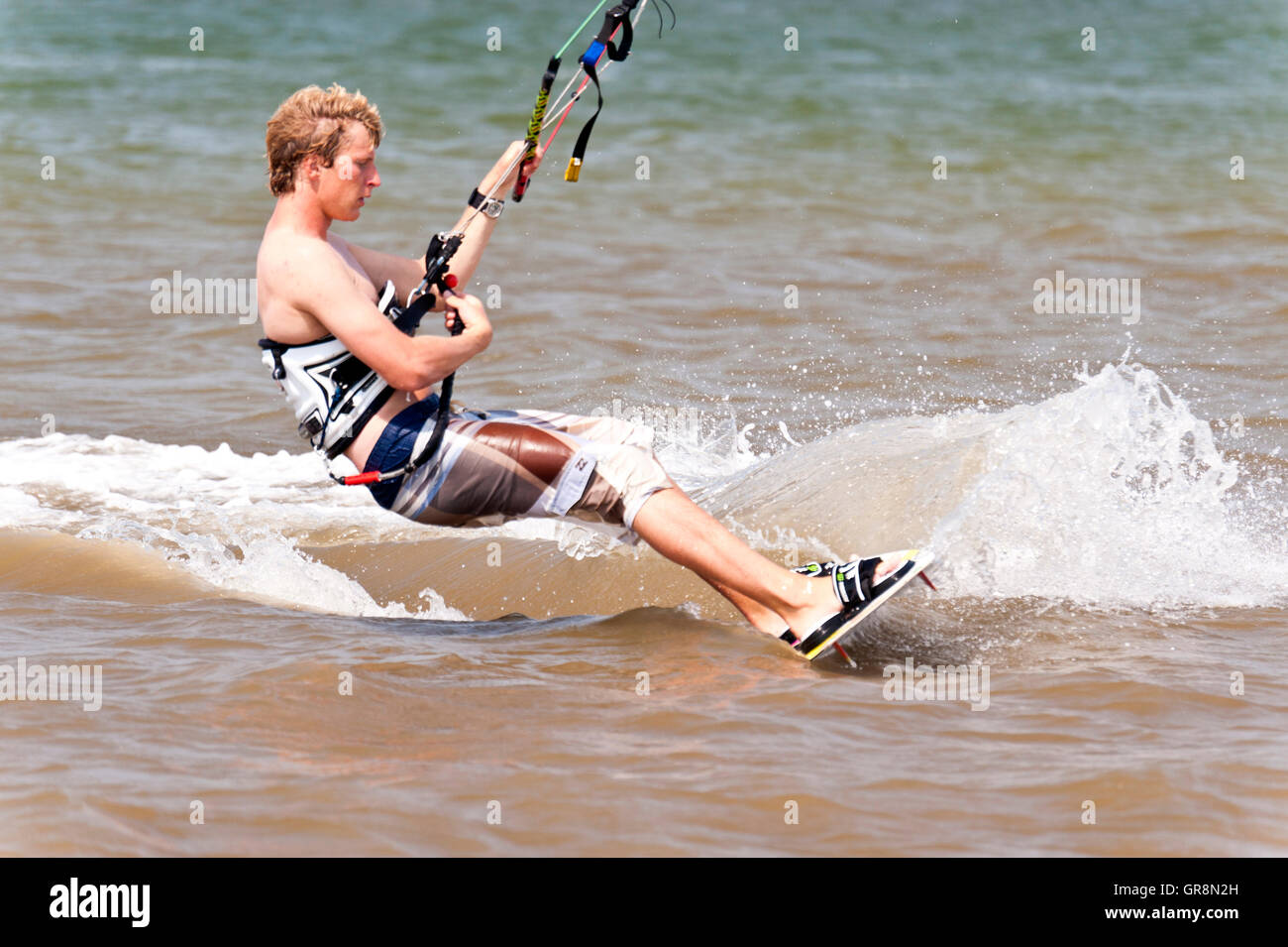 Kitesurfer a San Peter-Ording, Germania Foto Stock