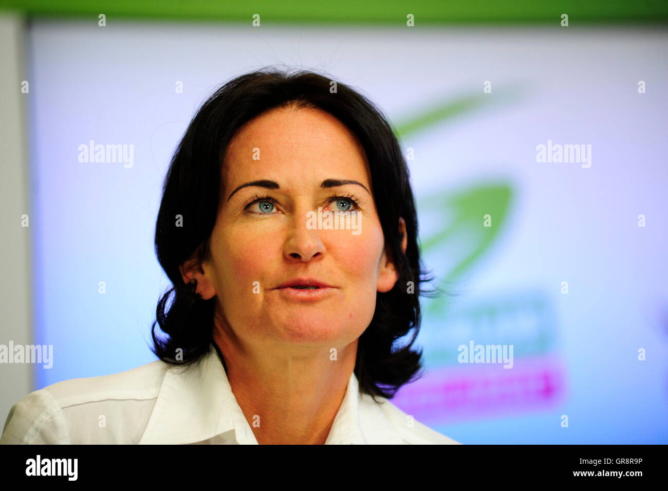 Conferenza stampa con Eva Glawischnig, Presidentessa dei Verdi Foto Stock