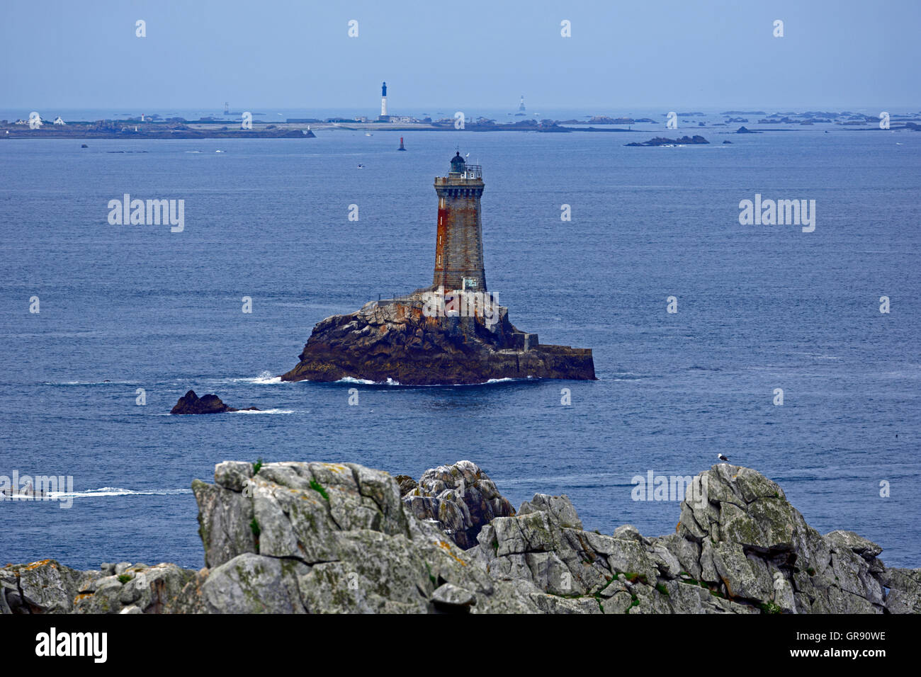 Faro di Pointe du Raz, Bretagna Francia Foto Stock