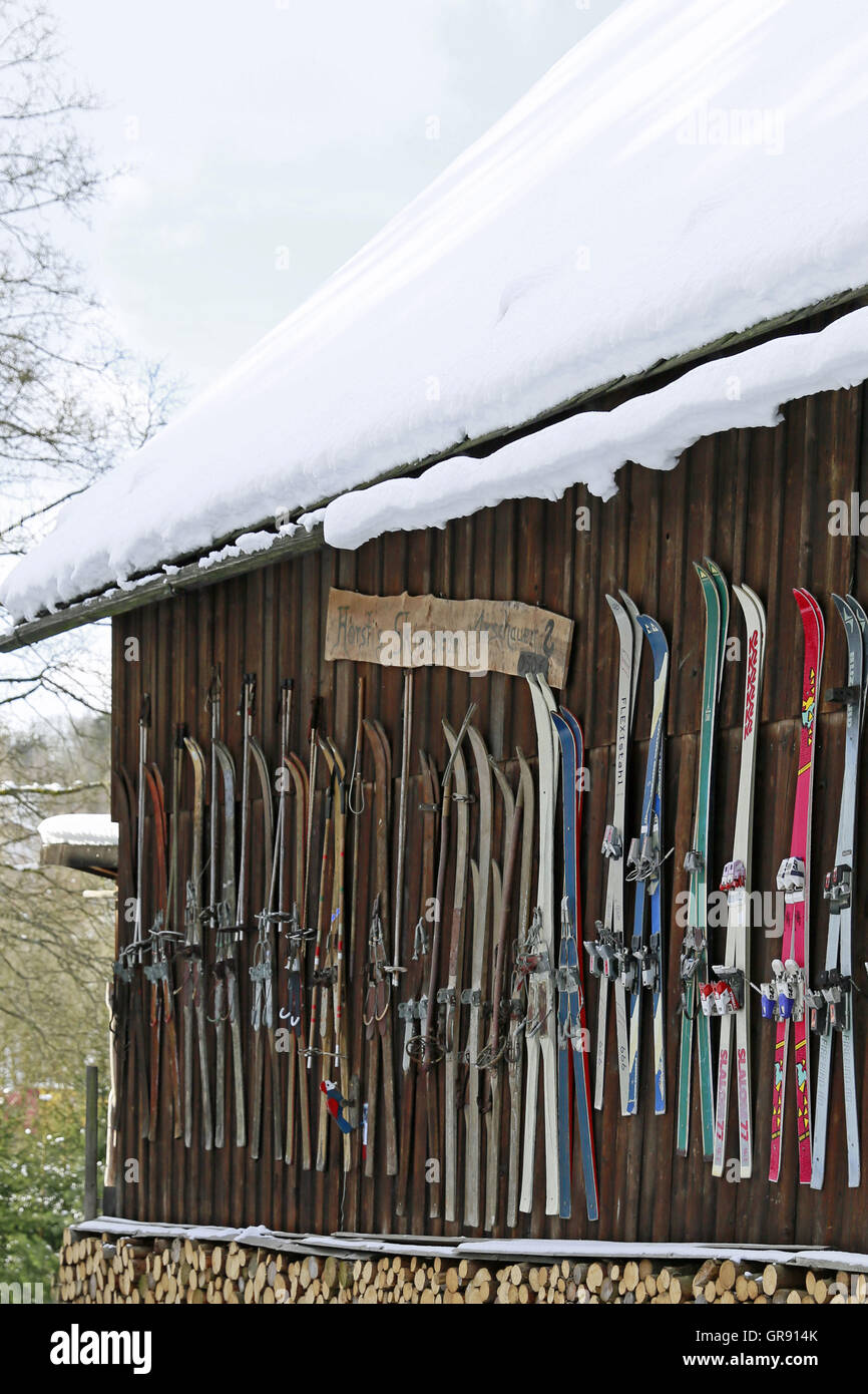 Piccolo Museo dello Sci In Lauenstein, Alta Franconia, Baviera, Tedesco Foto Stock