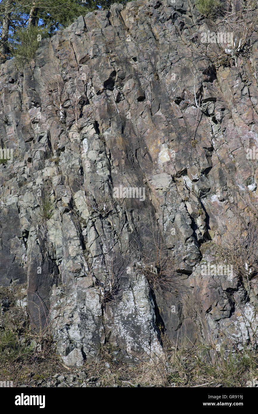 Geological Insight su Limberg a Wernburg , Orlasenke , Turingia Foto Stock