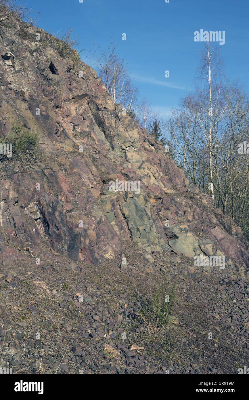 Geological Insight su Limberg a Wernburg , Orlasenke , Turingia Foto Stock
