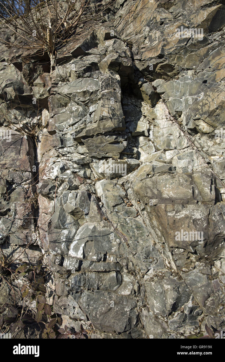 Geological Insight su Limberg a Wernburg , Orlasenke , Turingia Foto Stock