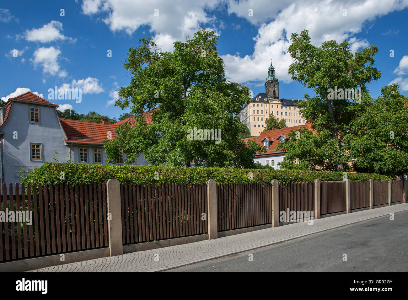 Il castello di Heidecksburg e Schiller House di Rudolstadt, Turingia, Germania Foto Stock