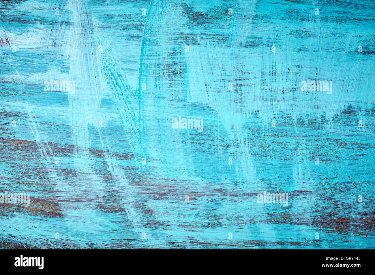 Sufrace in legno appena dipinto di blu, grunge background. Foto Stock