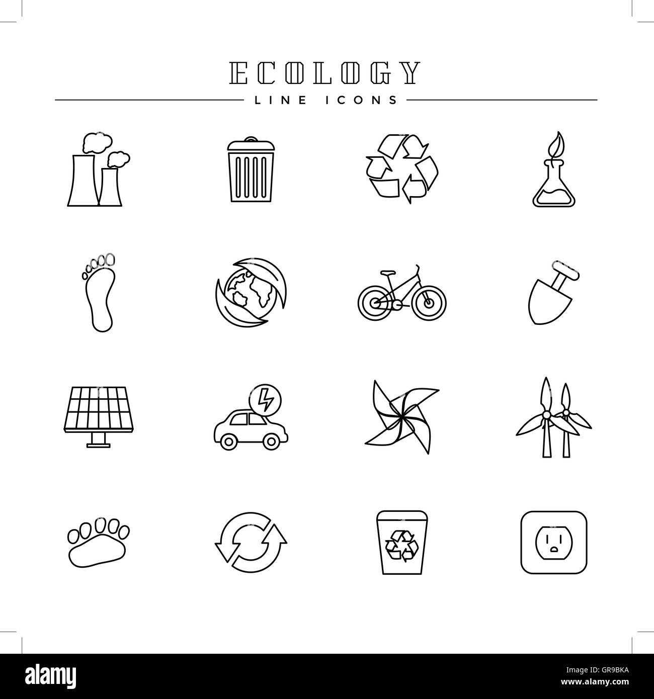 Ecologia linea set di icone Illustrazione Vettoriale