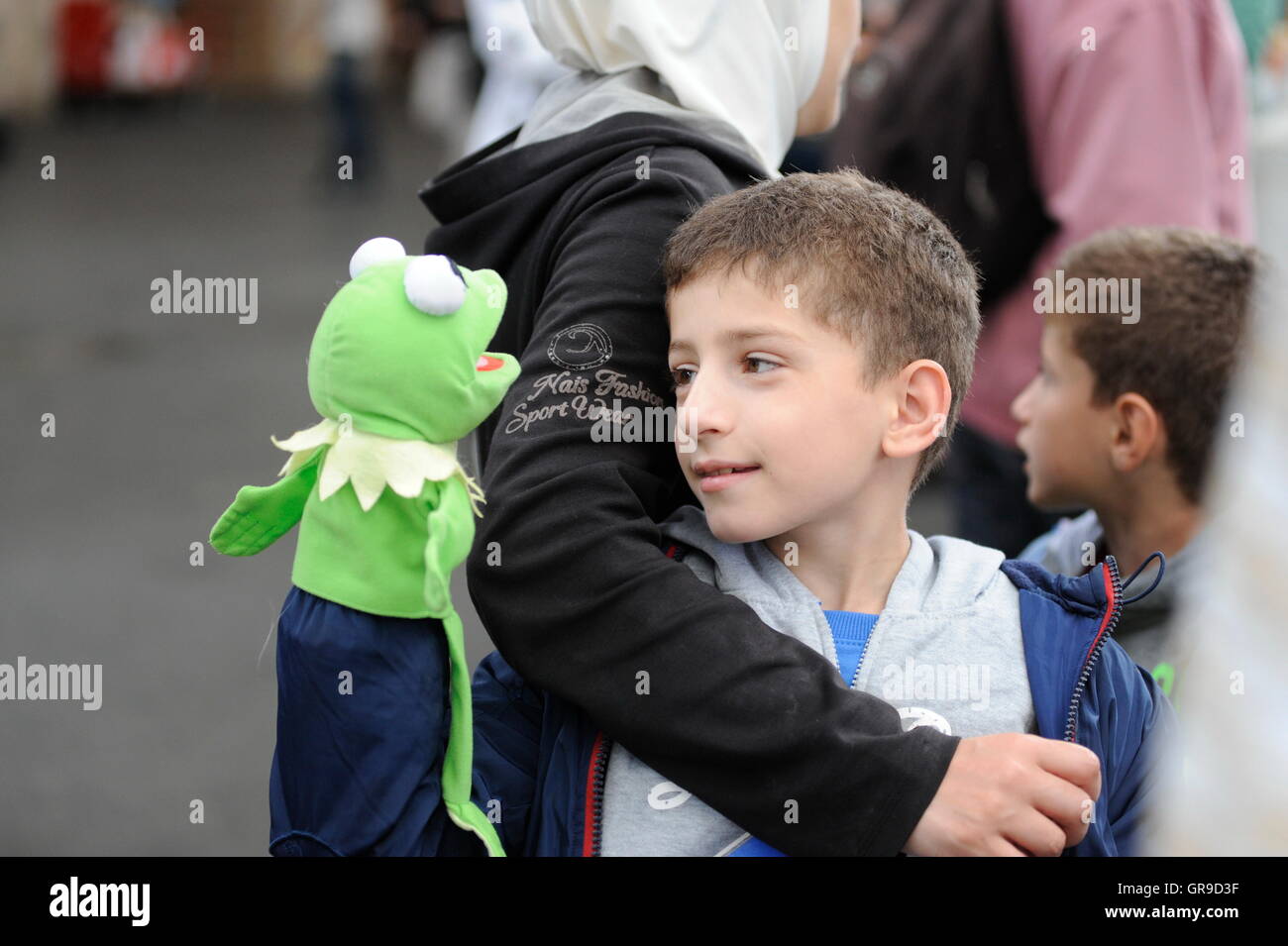 Rifugiati siriano alla Stazione Keleti a Budapest Foto Stock