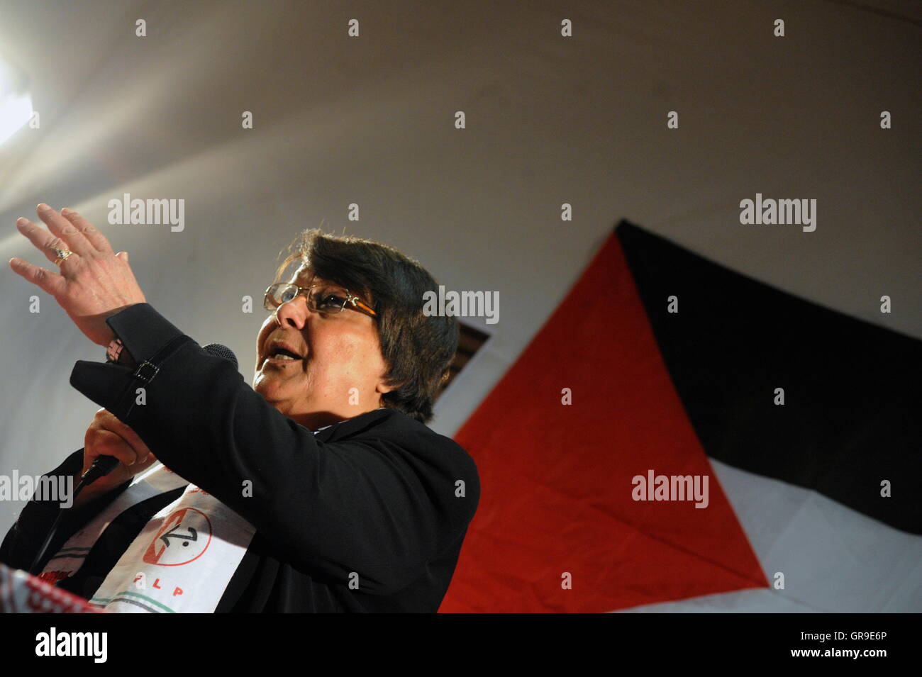 Leila Khaled, la liberazione palestinese Fighters visitato Vienna. Foto Stock