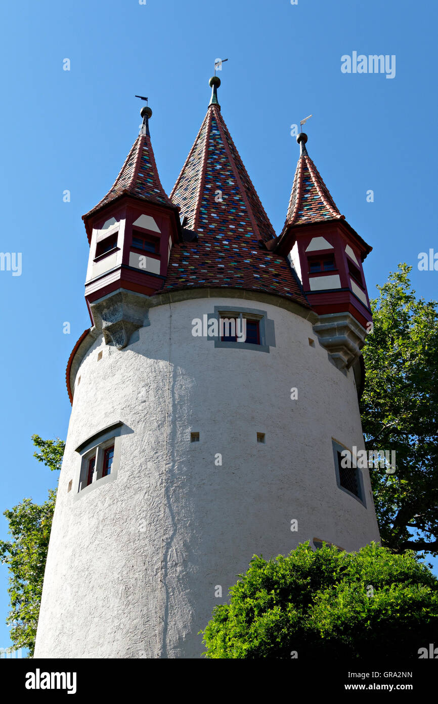 Torre Diebsturm, Lindau sul Lago di Costanza, Lindau, Svevia, Baviera, Germania, Europa Foto Stock