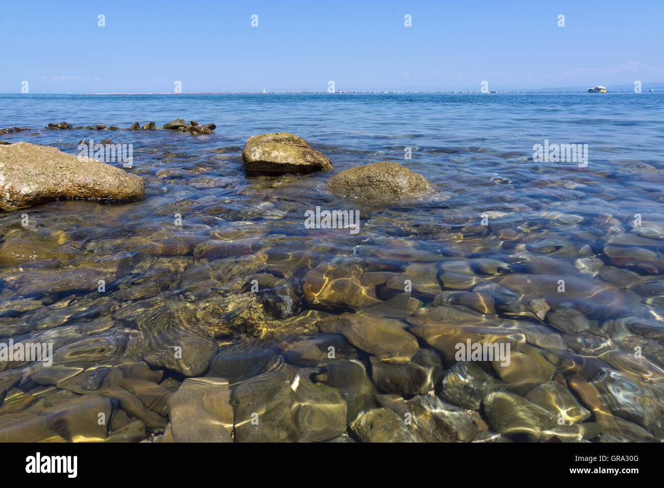 Costa Adriatica nei pressi di Strunjan, Istria, Slovenia, Europa Foto Stock