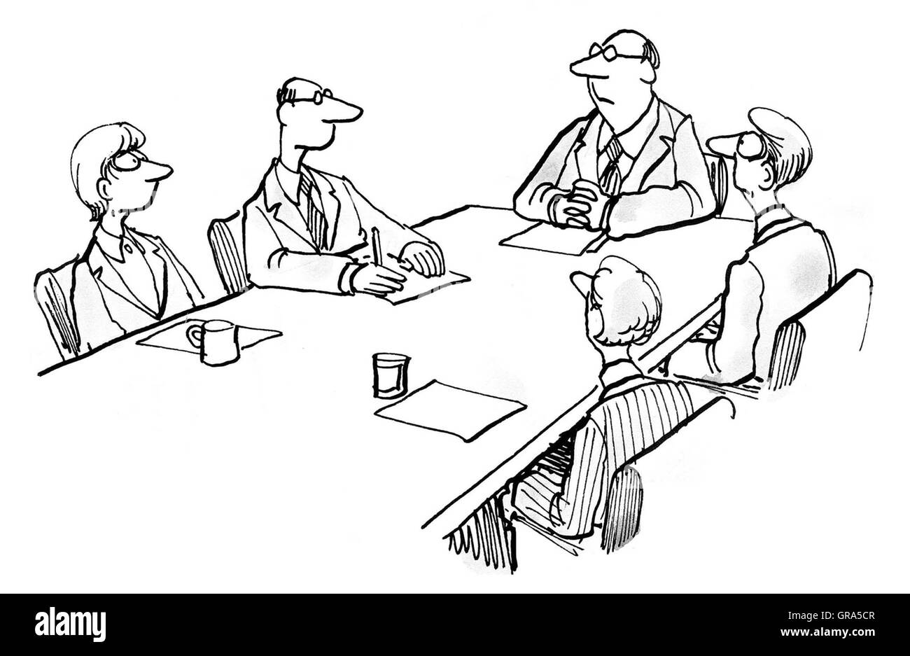 Business illustrazione che mostra cinque uomini d'affari in una riunione. Foto Stock