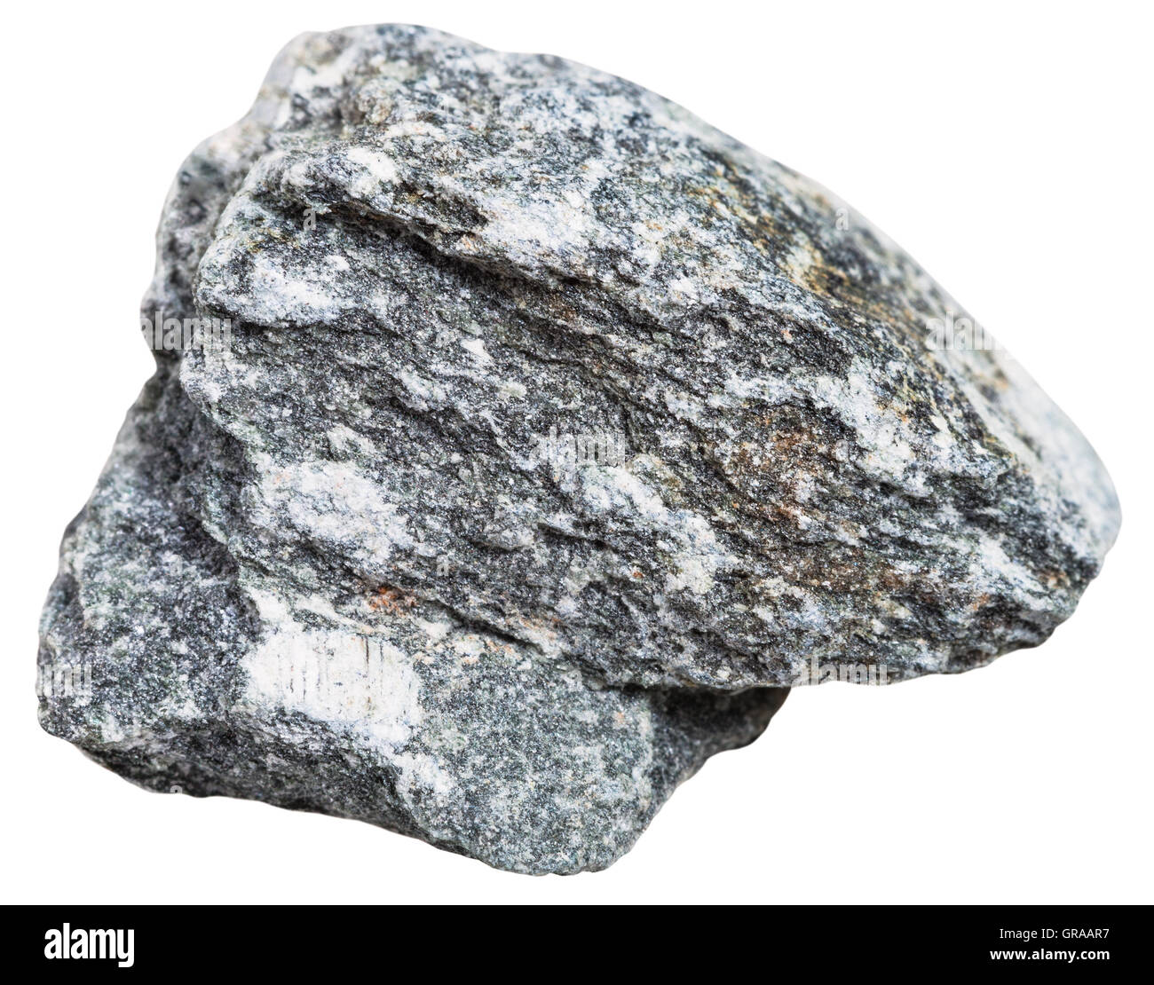 Le riprese in modalità macro di rocce metamorfiche esemplari - naturale in pietra ollare (steatite, soaprock minerali isolati su sfondo bianco Foto Stock