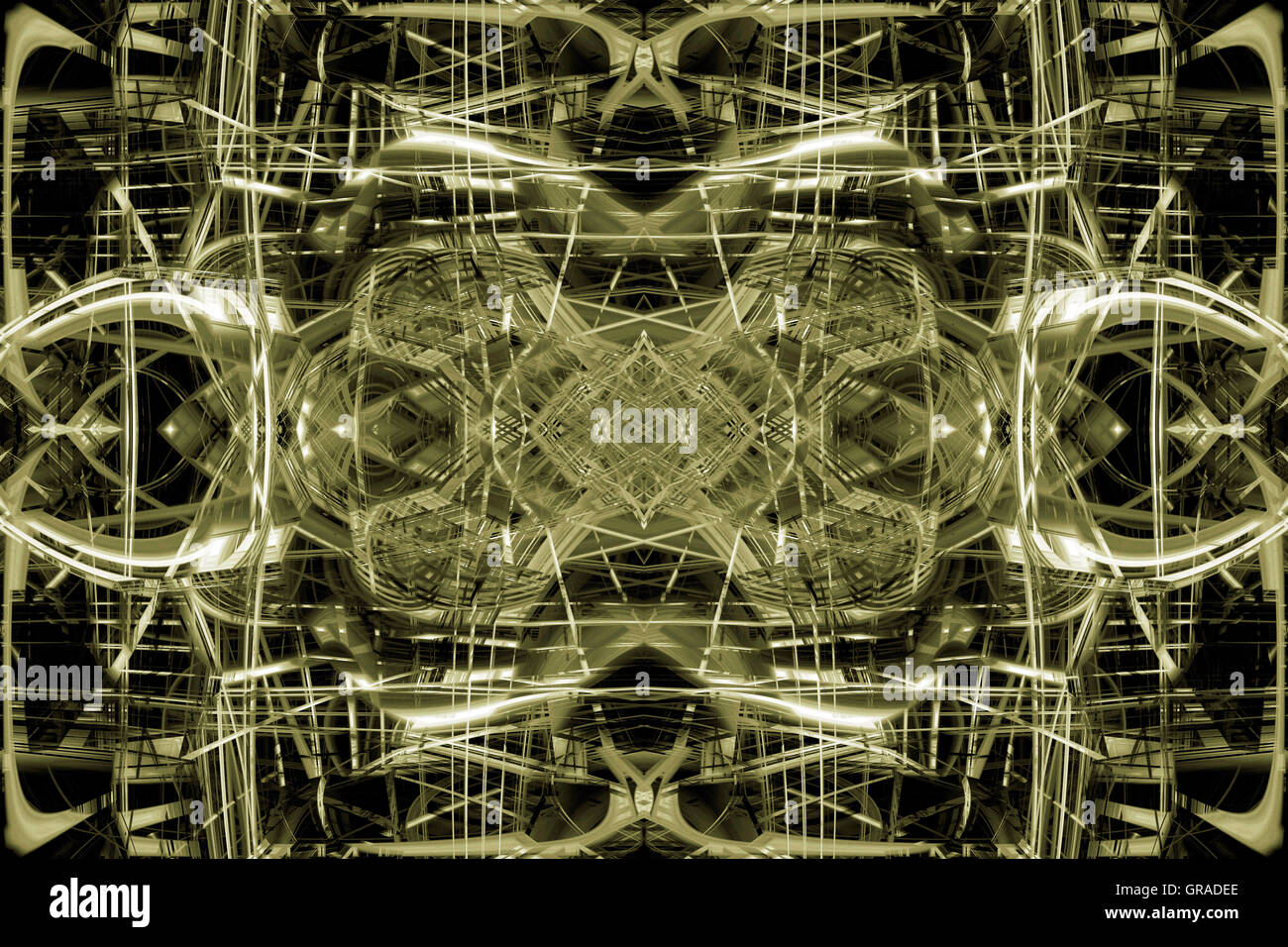 Verde e nero astratta costruzione avveniristica sfondo Foto Stock