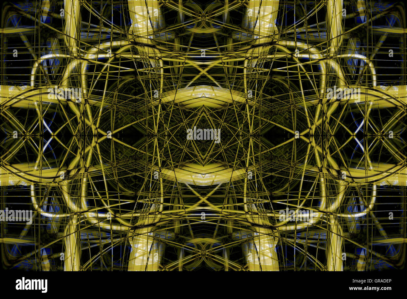 Giallo e nero futuristico astratta sfondo collegamenti Foto Stock