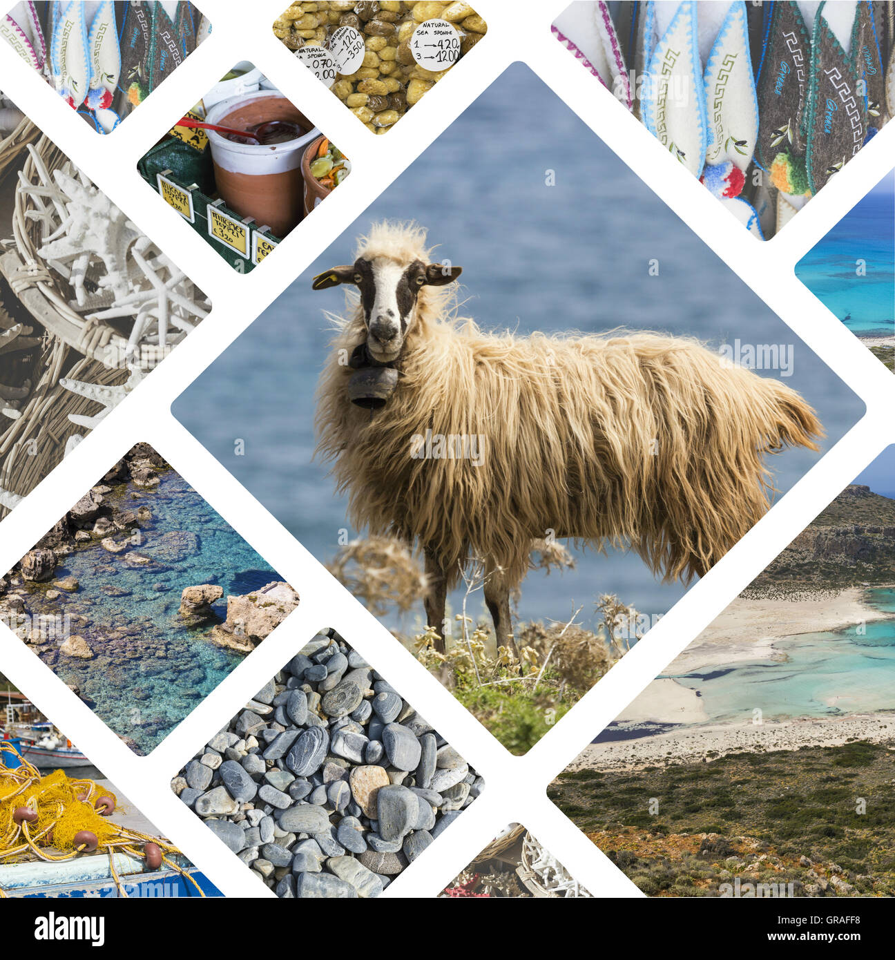 Collage di Creta (Grecia) immagini - travel sfondo (le mie foto) Foto Stock