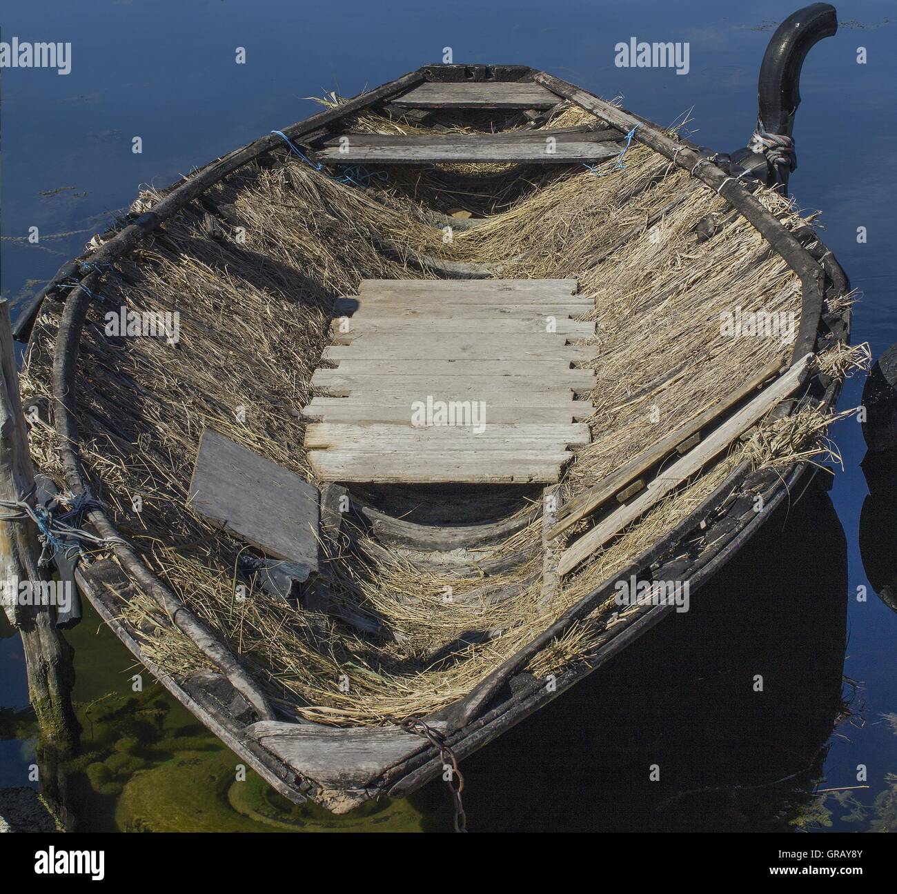 Il trasporto in barca per la frutta e la verdura nel Delta del Neretva Foto Stock