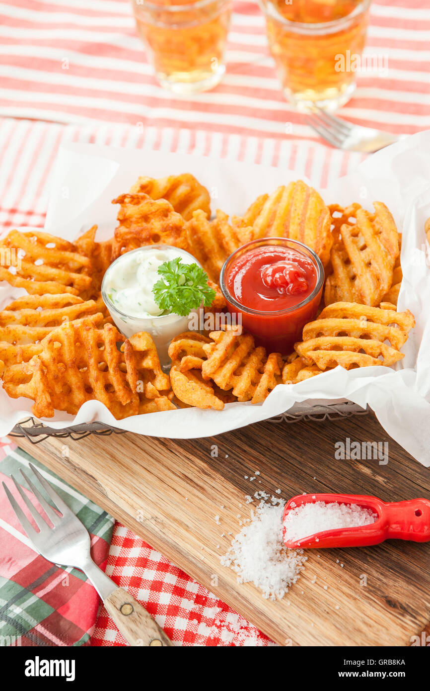 Waffle patatine fritte Foto Stock