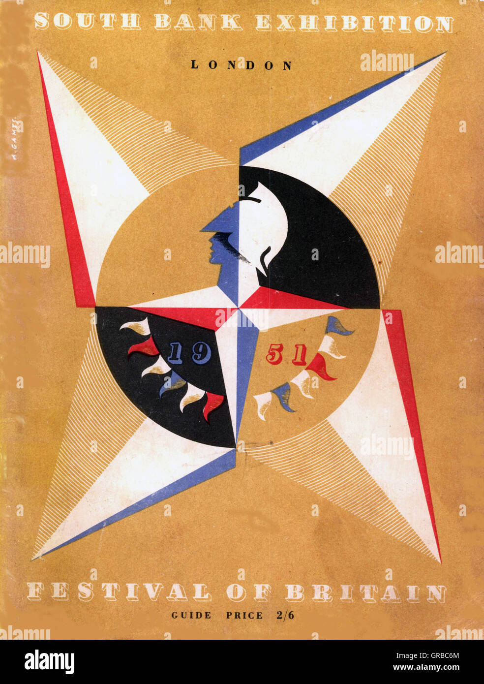 FESTIVAL DELLA GRAN BRETAGNA la copertura di South Bank Exhibition 1951 guida con il Festival Star progettato da Abram Games Foto Stock