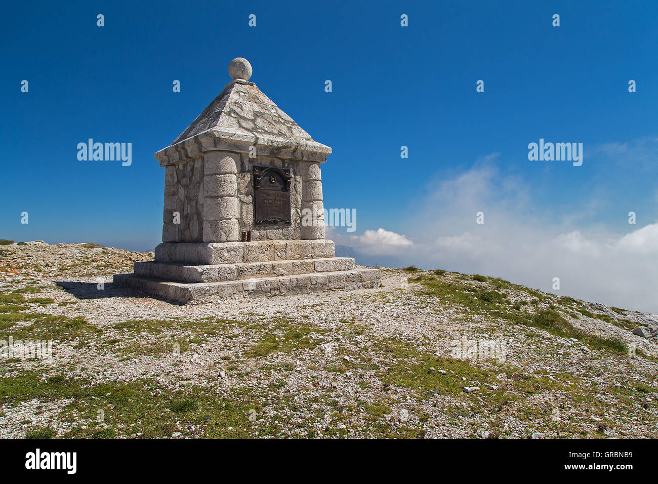 Un monumento di guerra mondiale 1 sul Monte Krn, Alpi Giulie, Slovenia Foto Stock