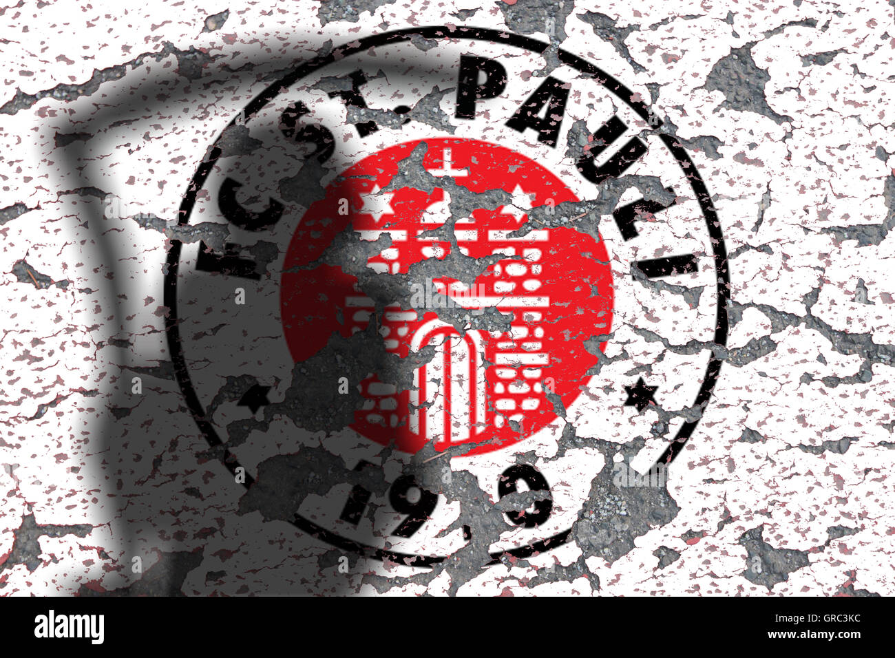 Erodendo i loghi del club di calcio Sankt Pauli Foto Stock