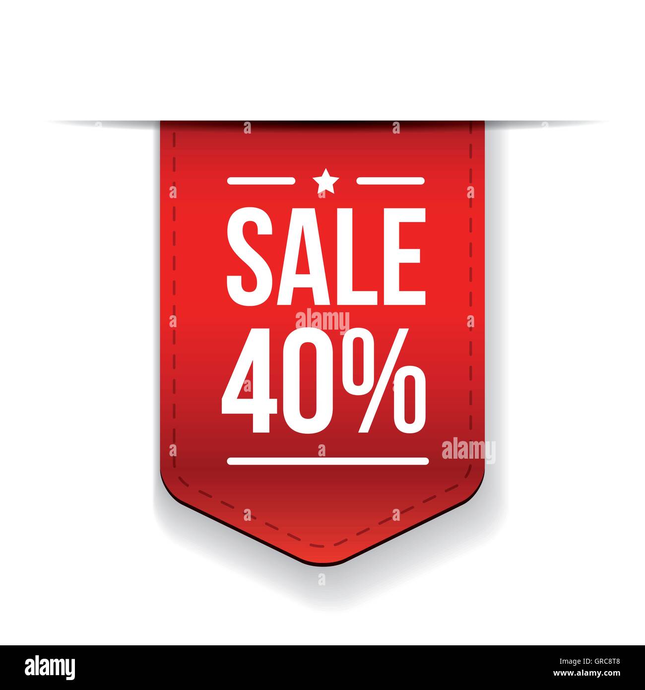 Vendita 40% off banner Ribon rosso Illustrazione Vettoriale