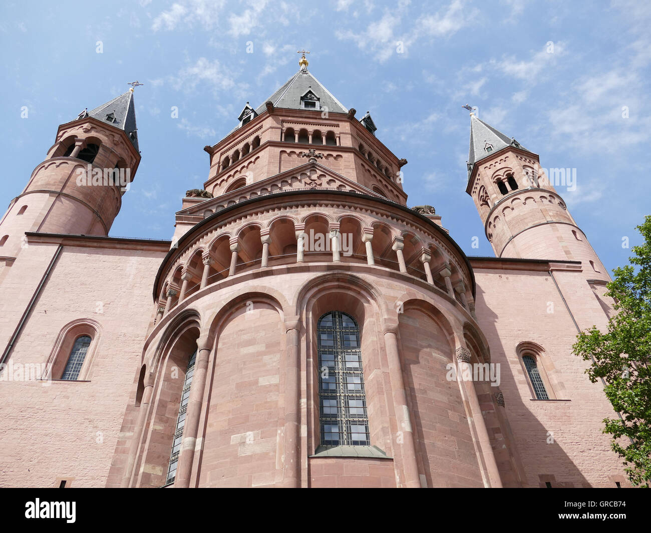 Cattedrale di Magonza, Dom, guardando in alto, Renania-Palatinato, Germania, Europa Foto Stock