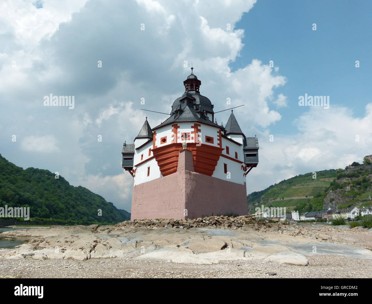 Il castello Pfalzgrafenstein sull isola di Falkenau nel Reno,precedentemente un pedaggio Castello nella valle del Reno superiore e centrale,anche Foto Stock
