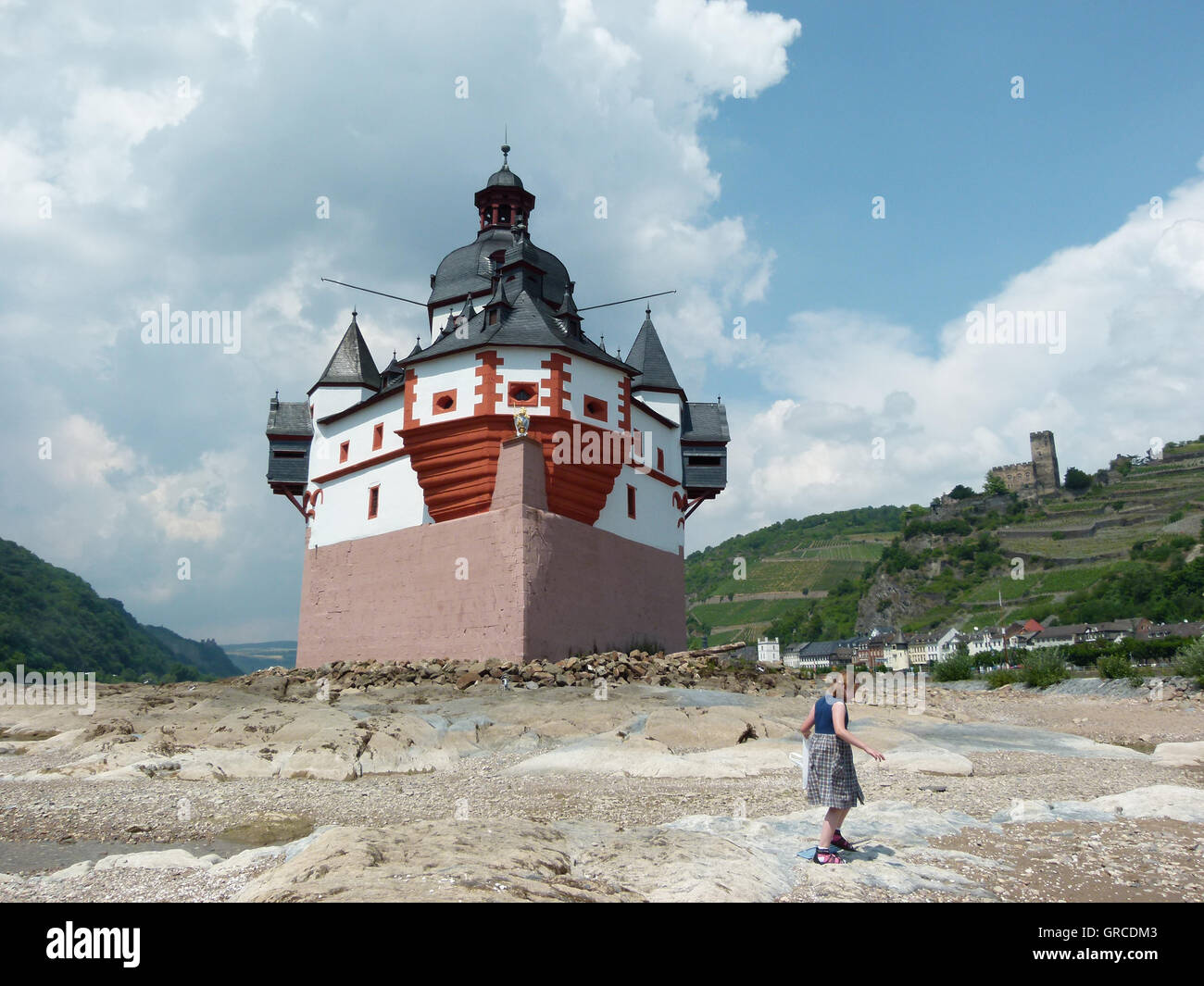 Il castello Pfalzgrafenstein sull isola di Falkenau nel Reno,precedentemente un pedaggio Castello nella valle del Reno superiore e centrale,anche Foto Stock