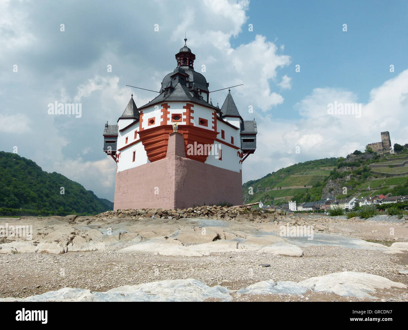 Il castello Pfalzgrafenstein sull isola di Falkenau nel Reno,precedentemente un pedaggio Castello nella valle del Reno superiore e centrale,anche Foto Stock