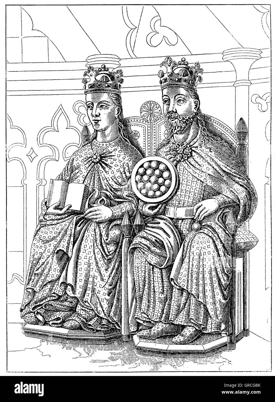 L'imperatore Ottone I e sua moglie Editha . Le statue nella Cattedrale di Magdeburgo Foto Stock