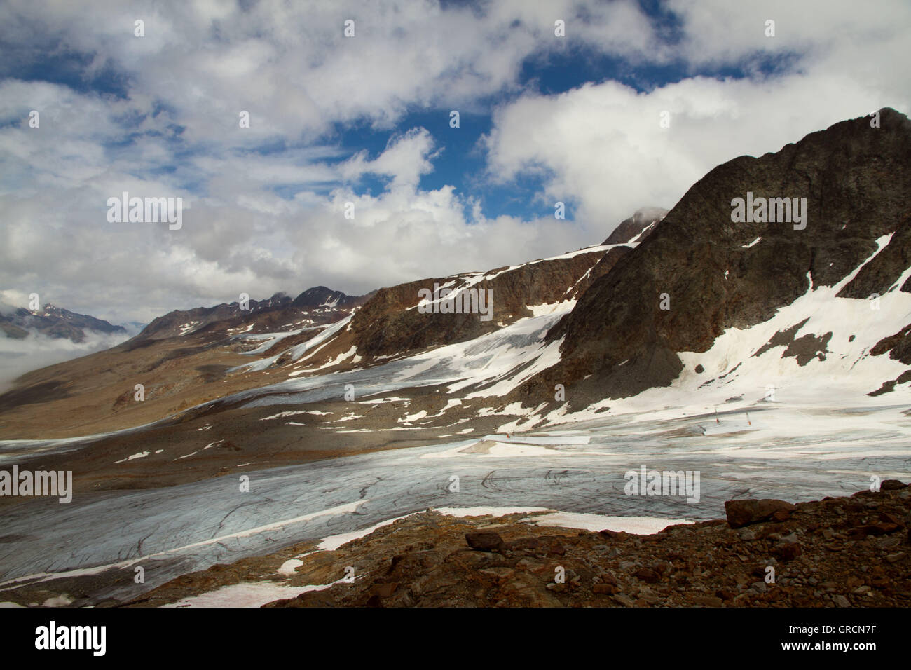 Lo scioglimento dei ghiacciai nelle Dolomiti Foto Stock