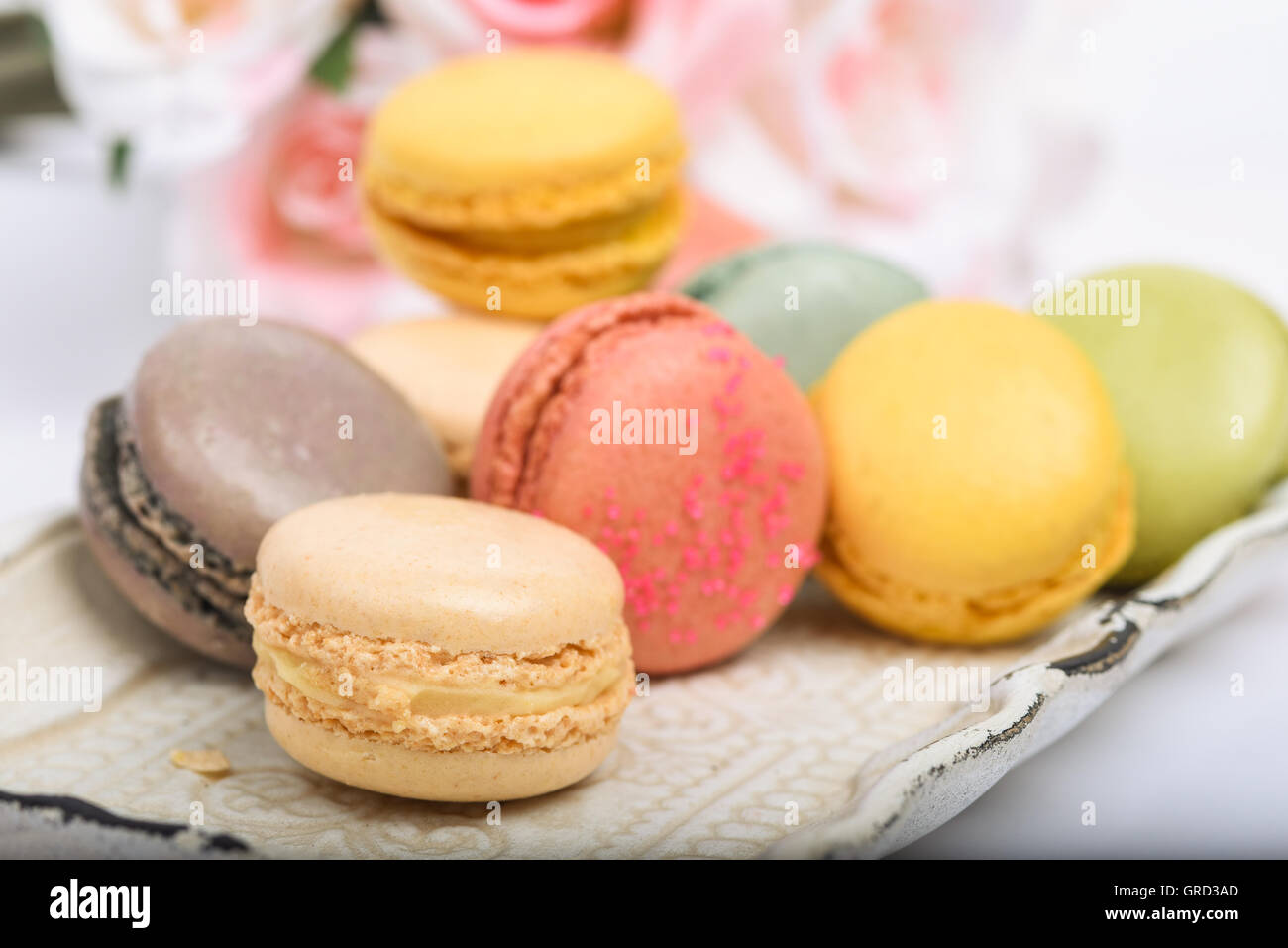 Macaron colorati i cookie Foto Stock