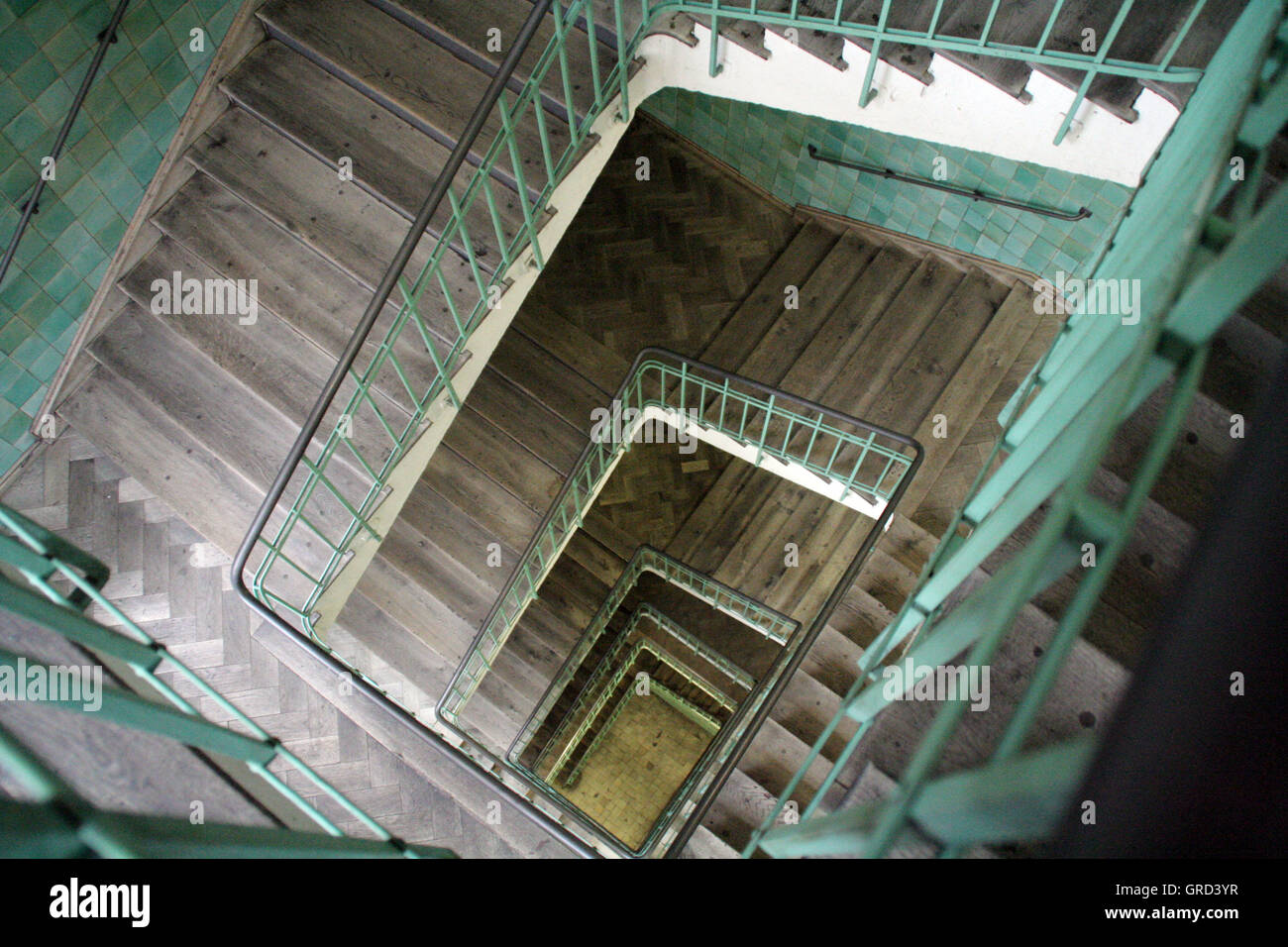 La scala di una casa elencati Foto Stock