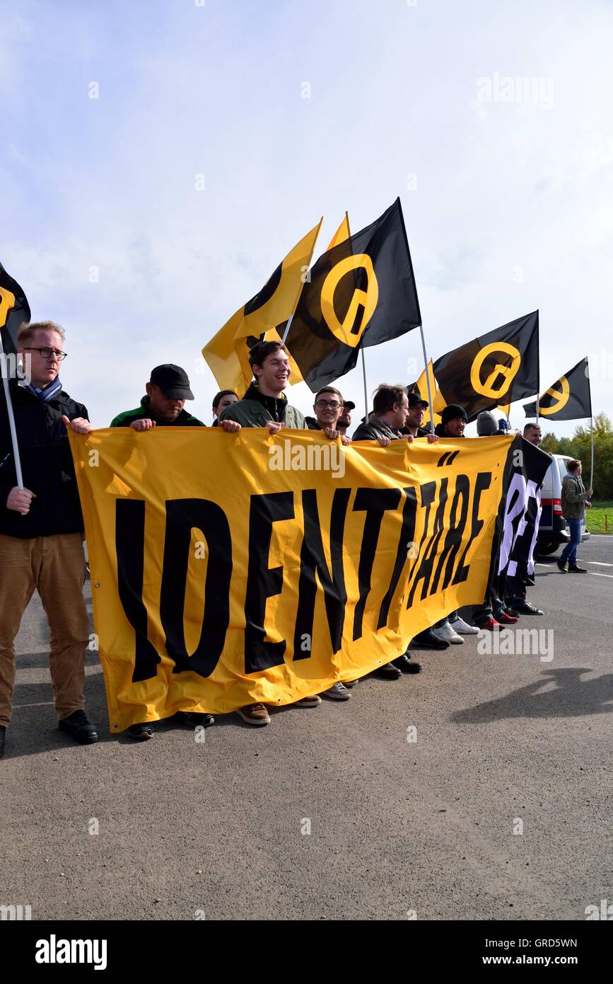 17. Oktober 2015 Blocco Grenzübergang Nickesldorf Foto Stock