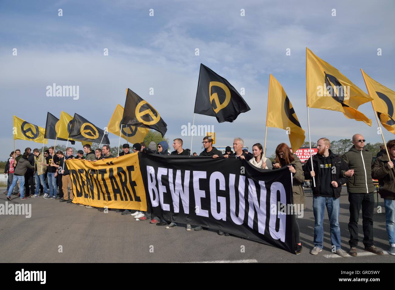 17. Oktober 2015 Blocco Grenzübergang Nickesldorf Foto Stock