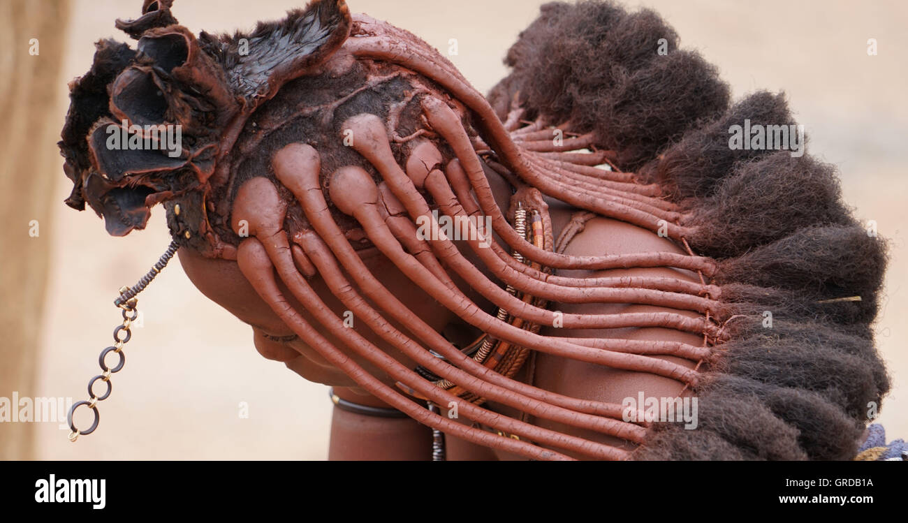 Donna Himba, capelli Foto Stock